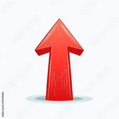 red arrow up line hand drawn on white isolated background vector icon