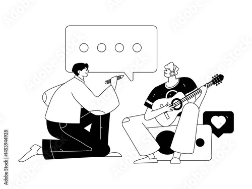 Communicate with consultants flat vector character concept operation hand drawn illustration
