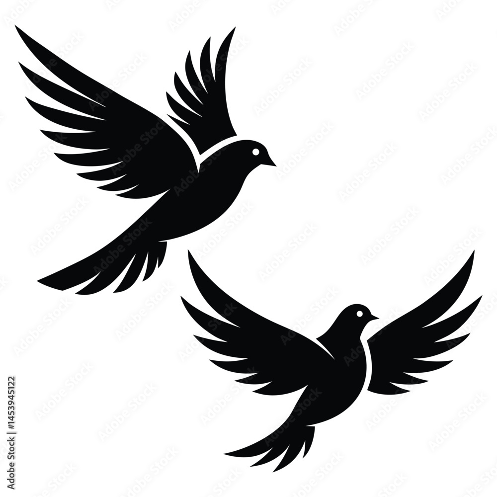 Pigeon Silhouette – Bird Flying or Standing Vector Illustration Pigeon Silhouette – Bird Flying or Standing Vector Illustration