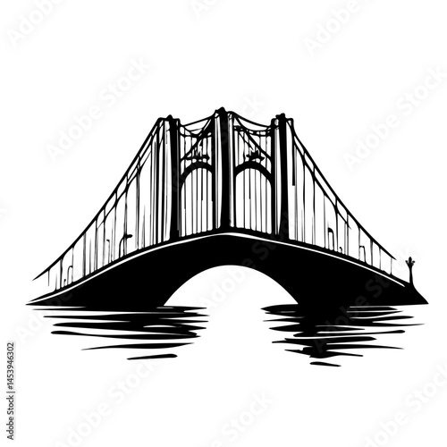 Bridge symbol - black and white design for tattoos, logos and vectors - isolated on white