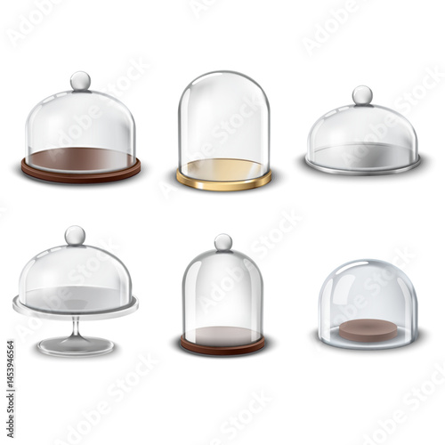 Obraz na płótnie Realistic Detailed 3d Different Empty Glass Domes Set on a Transparent Background Symbol of Presentation . Vector illustration w salonie