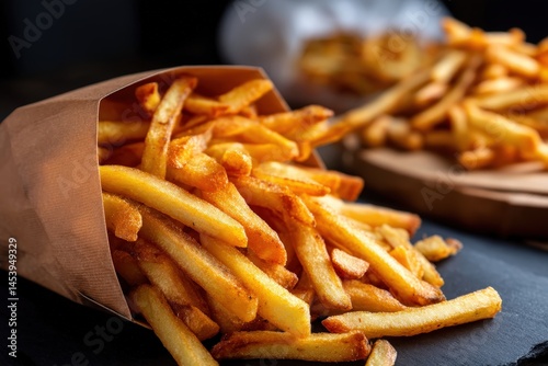 golden crispy fries spilling out