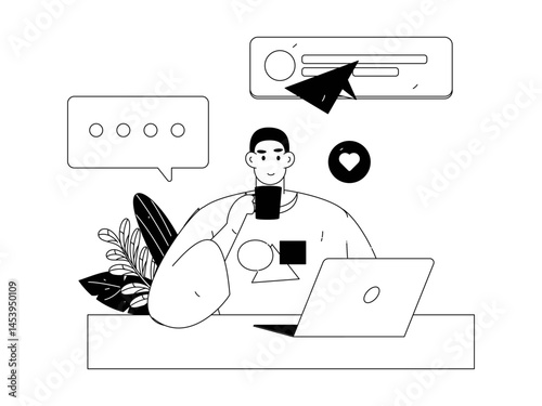 Communicate with consultants flat vector character concept operation hand drawn illustration
