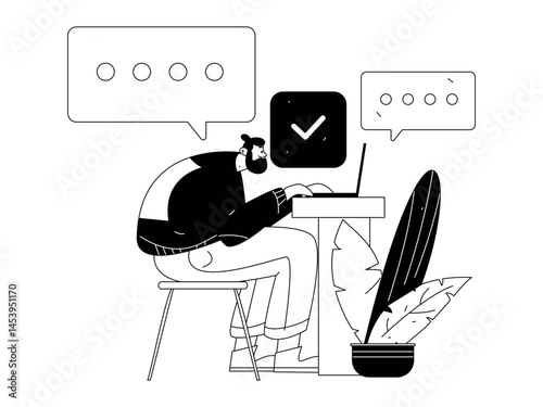Communicate with consultants flat vector character concept operation hand drawn illustration
