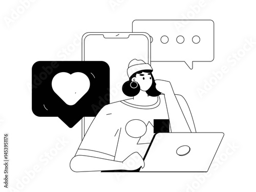 Communicate with consultants flat vector character concept operation hand drawn illustration
