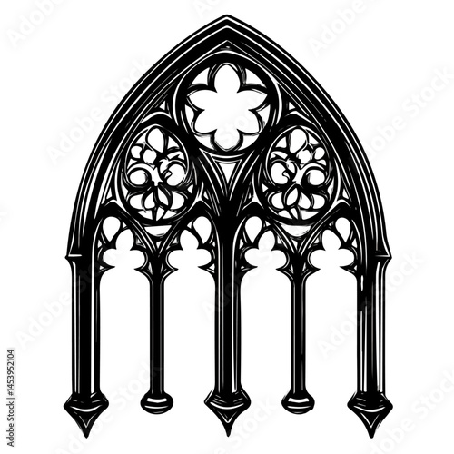 Cathedral Window symbol - minimalist black and white vector art - perfect for tattoos, logos - isolated on white