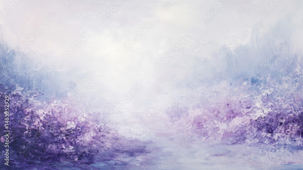 Fototapeta premium Soft Purple And Blue Foggy Landscape Painting