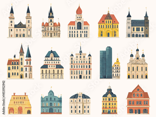 Flat Urban Buildings Set – City Clipart