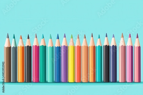 Whimsical display of cartoon pencils and learning tools vibrant studio environment colorful educational content playful perspective