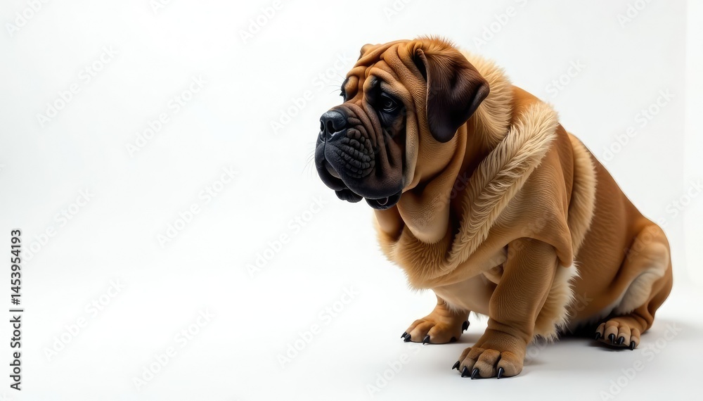 Obraz premium Imposing mastiff, head and shoulders, pure white backdrop, isolated, breed