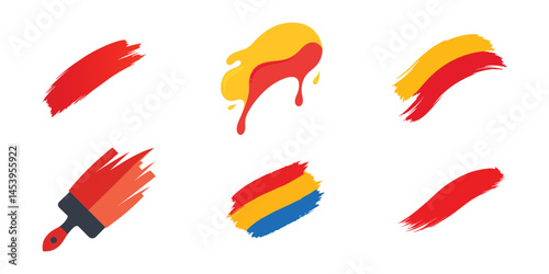 set of colourful paint brush on white background