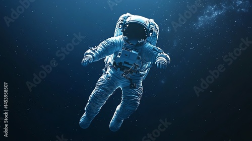 Digital illustration of an astronaut floating in a dark, watery expanse.