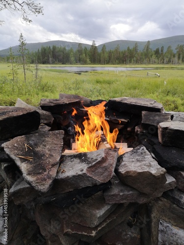 Campfire in Finland Lapland