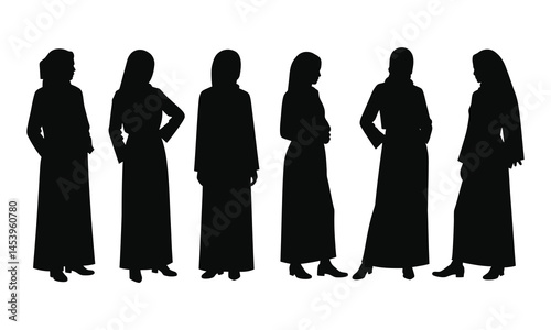 a set of hijab girls vector on white background
