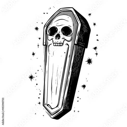 Coffin symbol - black and white design for tattoos, logos and vectors - isolated on white