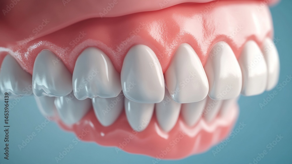 Fototapeta premium Close-up view of a dental model of teeth and gums.