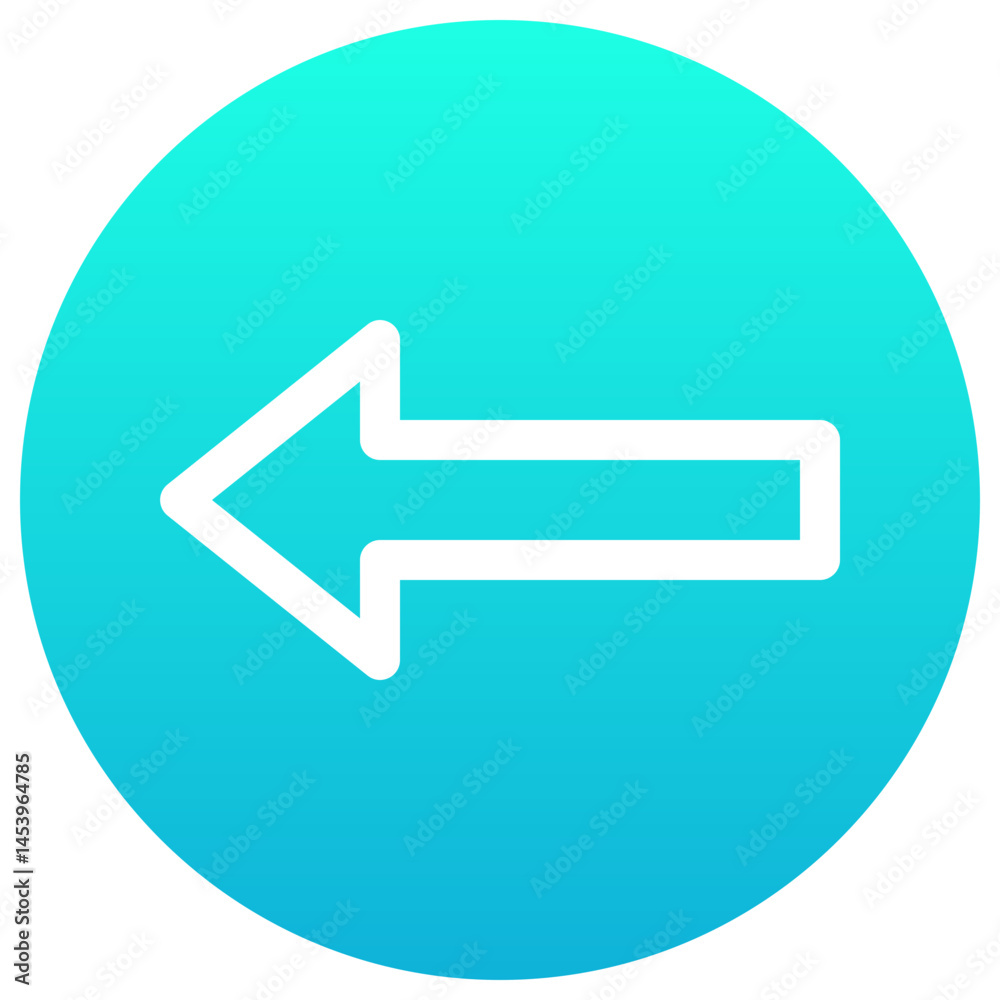 Left Arrow Vector Silhouette Gradient Icon. Left Arrow Vector Silhouette Gradient Icon.