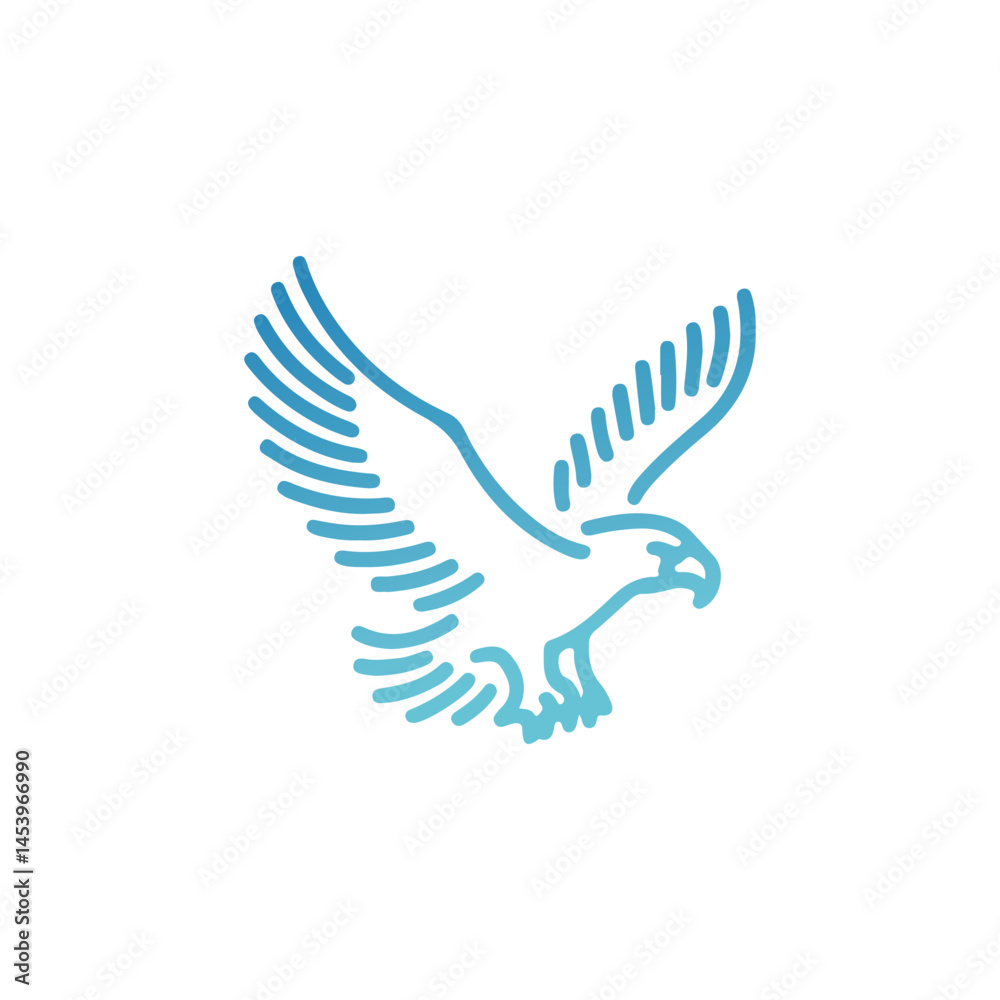 Obraz premium Majestic Eagle in Flight, a Powerful Design Element.A stylized, line art illustration of an eagle in flight.