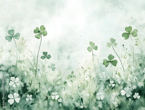 Watercolor Four Leaf Clover Illustration, Hand Painted Lucky Clover Art, Four Leaf Clover Watercolor Drawing, Green Clover Watercolor Painting, Lucky Charm Clover Illustration