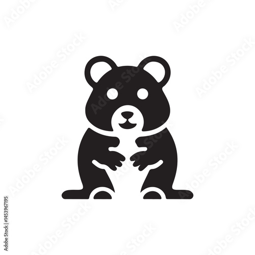 Cute Cartoon Groundhog Silhouette.A simple, black and white silhouette of a groundhog, likely a cartoon or iconographic style.