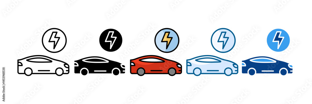Electric Vehicle Icon Set Multiple Style Collection Electric Vehicle Icon Set Multiple Style Collection