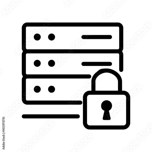 Data Server Security Icon with Padlock