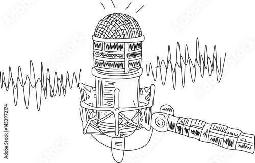 Sketchy sound waves coming from a mic