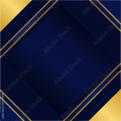 Illustration design. Luxury blue and gold geometric background with stylish patterns.