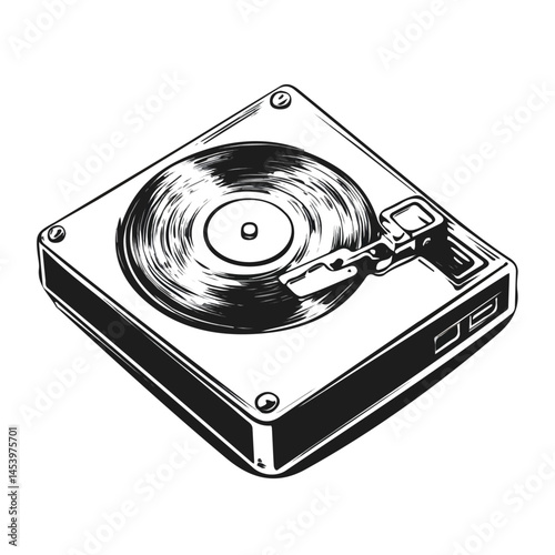 Black and white External Hard Drive symbol, perfect for tattoos, vectors, logos, isolated on a white background.