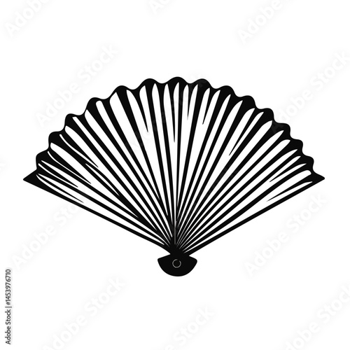 Black and white Fan symbol, perfect for tattoos, vectors, logos, isolated on a white background.