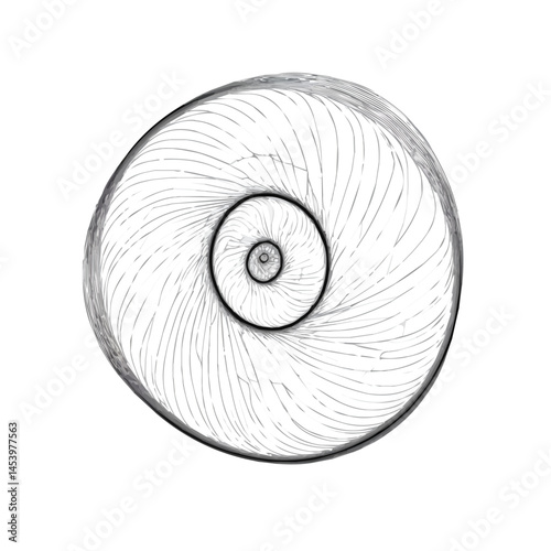 Black and white Fibonacci Spiral symbol, perfect for tattoos, vectors, logos, isolated on a white background.