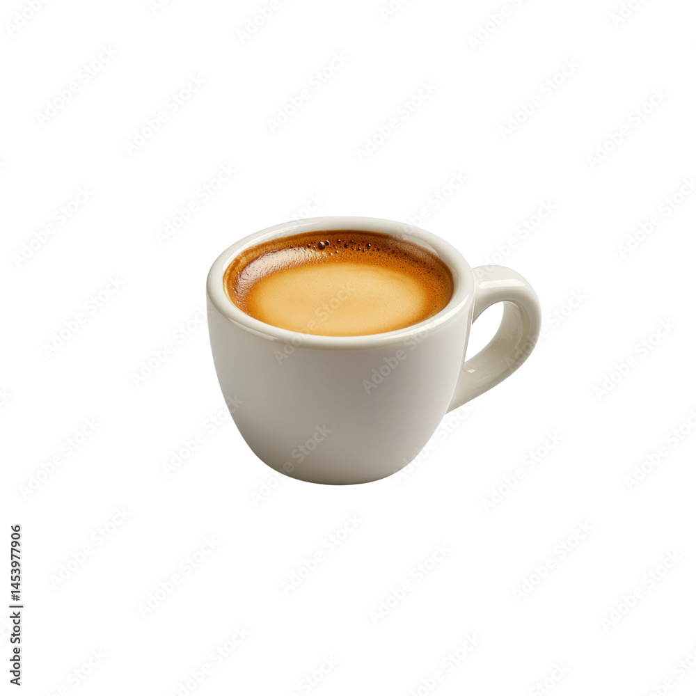 Naklejka premium Aromatic Espresso in a White Cup - Perfect Coffee Shot