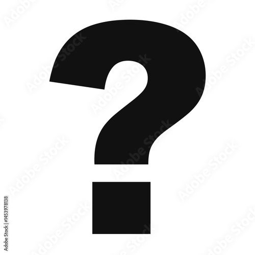 Black and white question mark vector icon, minimal design, for websites