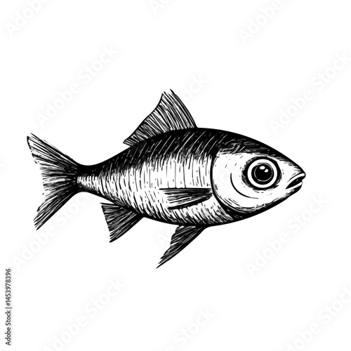 Fish symbol - black and white design for tattoos, logos and vectors - isolated on white