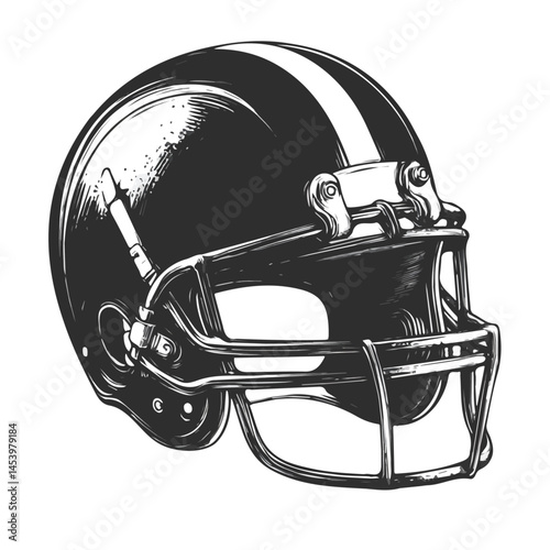 Black and white Football Helmet symbol, perfect for tattoos, vectors, logos, isolated on a white background. photo