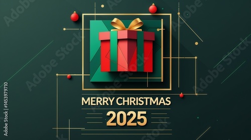 Vector design with Merry Christmas greetings for the year 2025 with an abstract design 