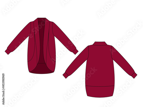 Women cardigan with  fashion illustration