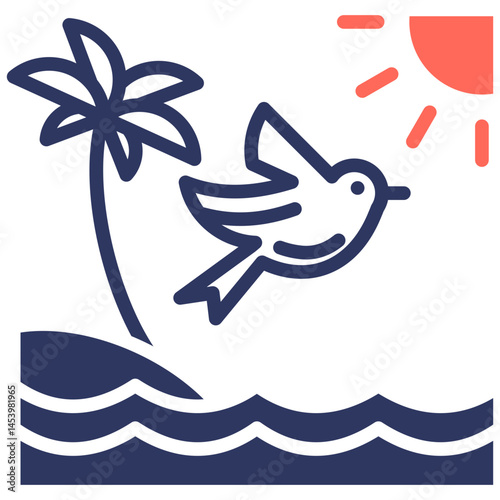 Beach glyph color icon