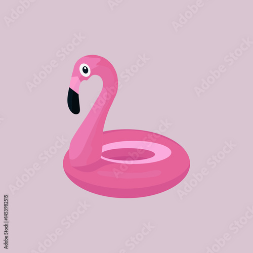 pink flamingo pool float vector illustration