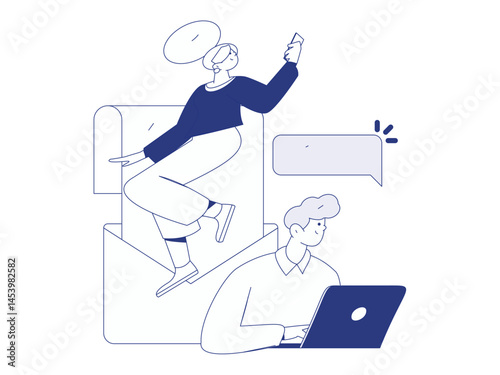 Communicate with consultants flat vector character concept operation hand drawn illustration

