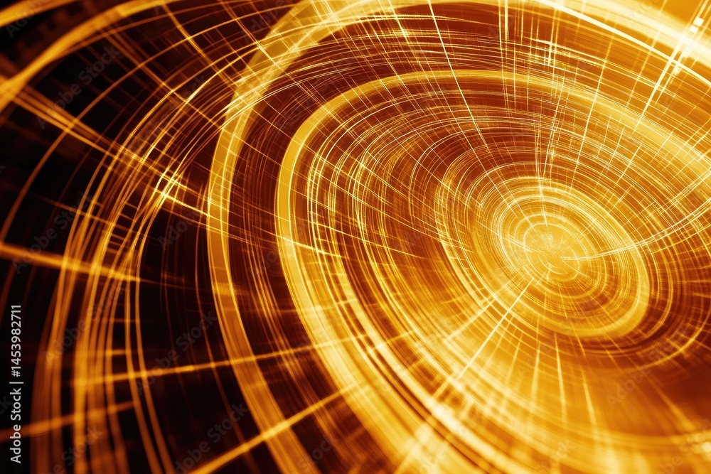 Obraz premium Abstract swirling golden geometric pattern