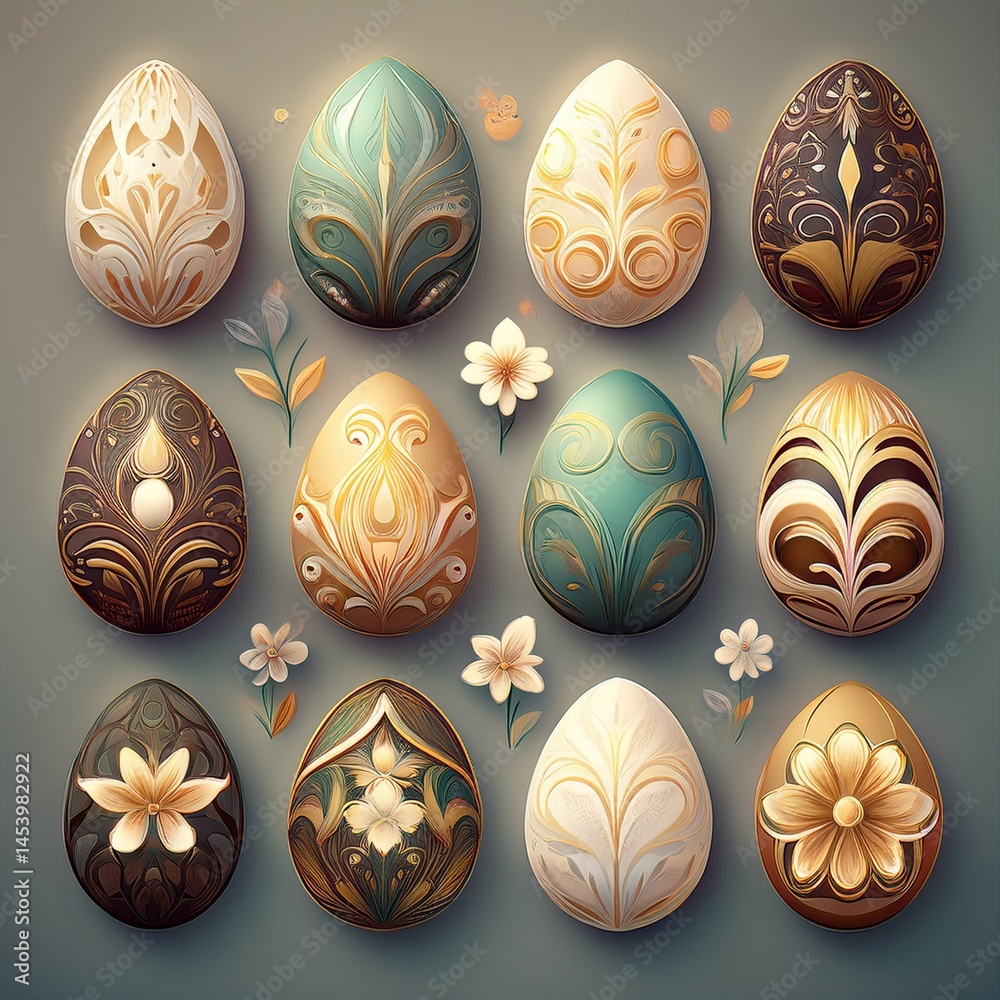 Fototapeta premium set of easter eggs