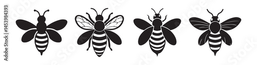 Big Bee silhouette black vector flat icon illustration eps 10