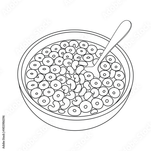 Hand drawn kids drawing Vector illustration a bowl of cereal flat cartoon isolated