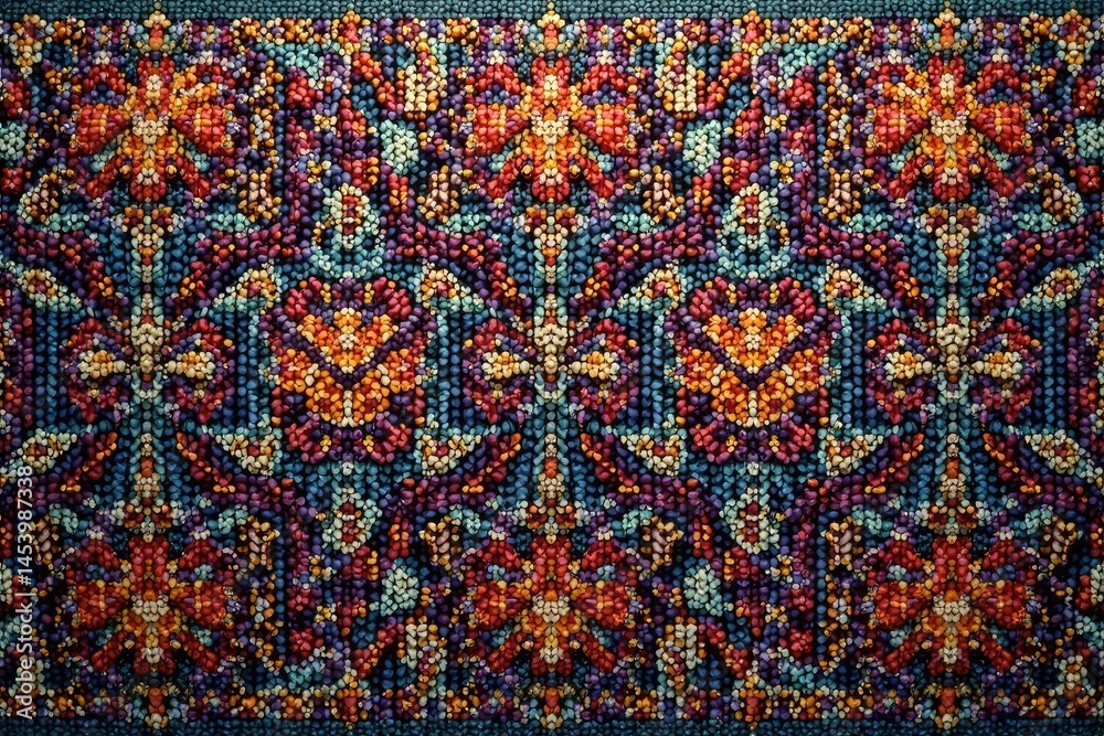 Naklejka premium Intricate woven tapestry, rich colors, seamless repeat, repeat, textile