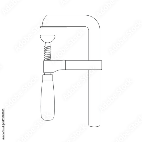 Hand drawn kids drawing Vector illustration Vintage C-Clamp flat cartoon isolated