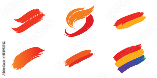 set of different red and yellow and black ribbons on white beckground