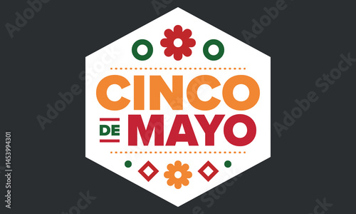 Cinco de Mayo in Mexico. Traditional mexican fiesta in May. National happy holiday with carnival, festival and parade. Latin american and spanish pattern. Illustration with sombrero. Vector poster