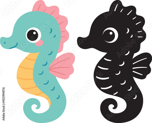 Cute Seahorse on white background	
