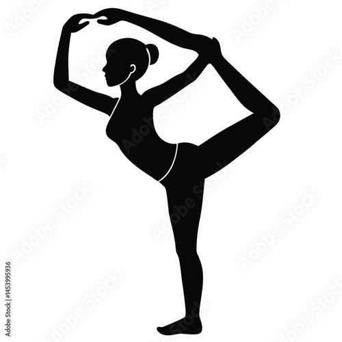 Graceful Yoga Pose Natarajasana Silhouette Illustration